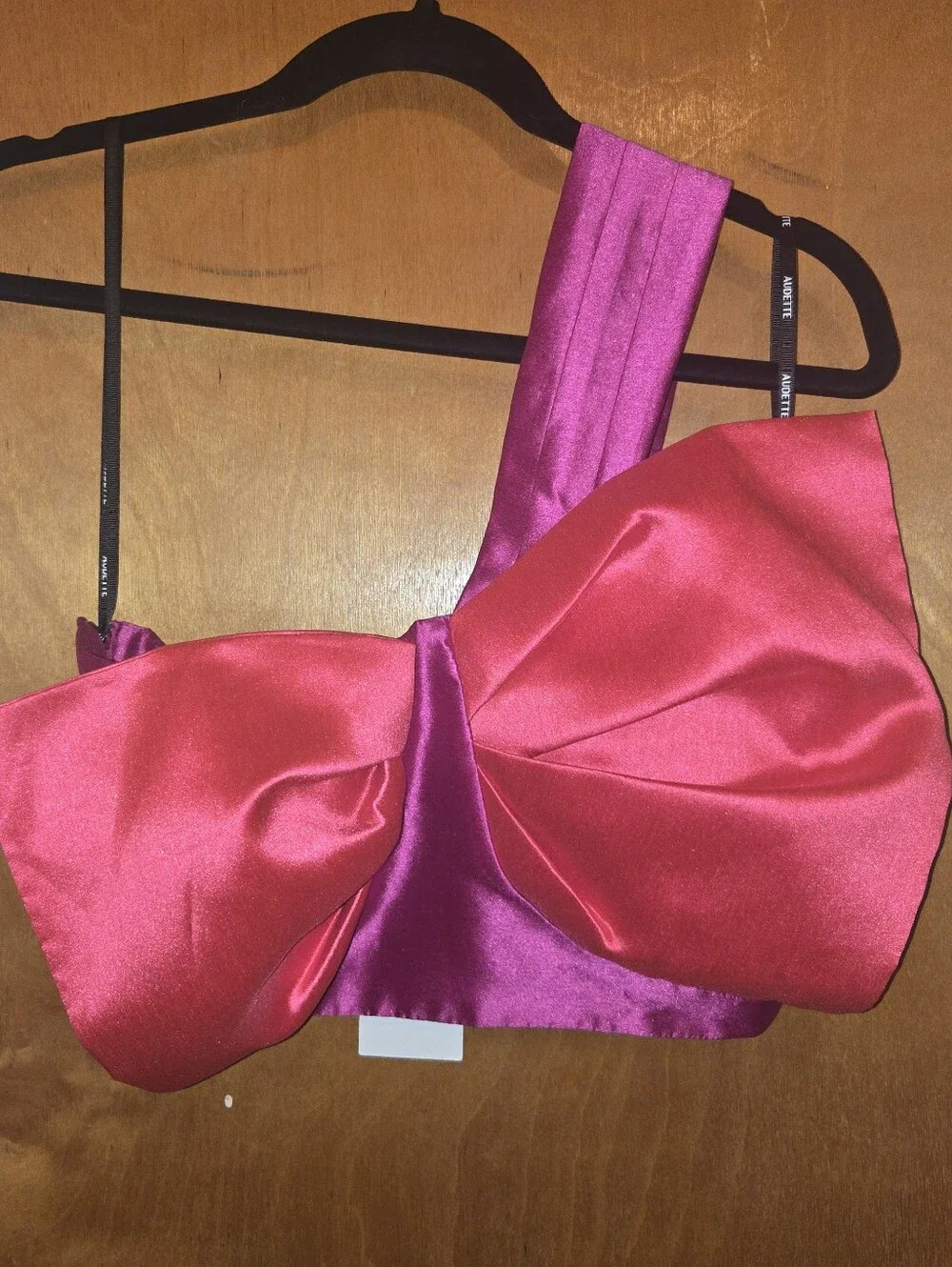 NWT Free People Audette Rowan Pink Bow One-Shoulder Crop Top